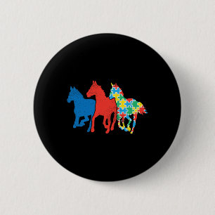 Drei Pferde Puzzle Red Blue Autism Awareness ASL Button