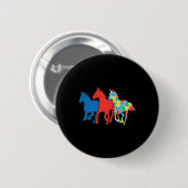 Drei Pferde Puzzle Red Blue Autism Awareness ASL Button (Vorne & Hinten)