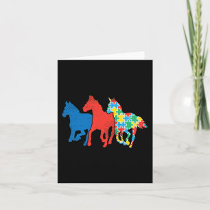 Drei Pferde Puzzle Red Blue Autism Awareness ASL Karte