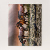 Drei Pferde Trotting im Meer Puzzle (Vertikal)