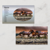 Drei Pferde Trotting im Meer Visitenkarte (Vorne/Hinten)