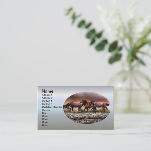Drei Pferde Trotting im Meer Visitenkarte (Stehend Vorderseite)