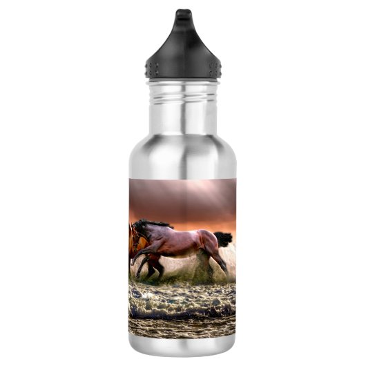 Drei Pferde Trotting im Ozean Trinkflasche (Rechts)