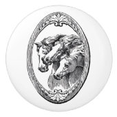 Drei Pferde Vintage Kunst Keramikknauf (Vorderseite)