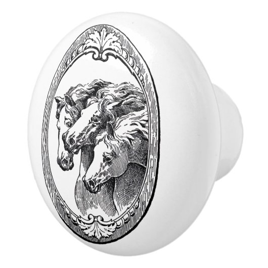 Drei Pferde Vintage Kunst Keramikknauf (Rechts)