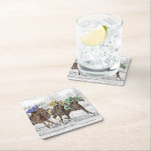 Drei Pferderennen - Neck und Neck Rechteckiger Pappuntersetzer (Vor Ort)