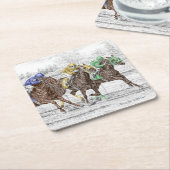 Drei Pferderennen - Neck und Neck Rechteckiger Pappuntersetzer (angewinkelt)