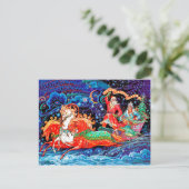 Drei Pferdeschwanzwagen bringen Neujahr und Weihna Postkarte (Stehend Vorderseite)