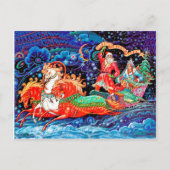 Drei Pferdeschwanzwagen bringen Neujahr und Weihna Postkarte (Vorderseite)