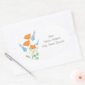 Drei Pfoten Wasserfarben Bouquet Labels Ovaler Aufkleber (Umschlag)