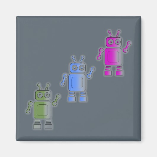 Drei Phantastische Retro-Roboter Magnet (Vorne)