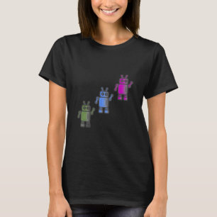 Drei Phantastische Retro-Roboter T-Shirt
