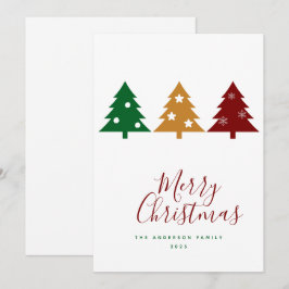 Drei Pine Tree Snowflakes Stars Frohe Weihnachten