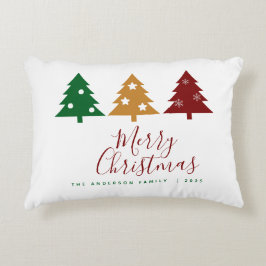 Drei Pine Tree Snowflakes Stars Frohe Weihnachten Dekokissen