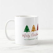Drei Pine Tree Snowflakes Stars Frohe Weihnachten Kaffeetasse (Links)