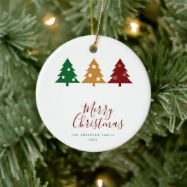 Drei Pine Tree Snowflakes Stars Frohe Weihnachten Keramik Ornament