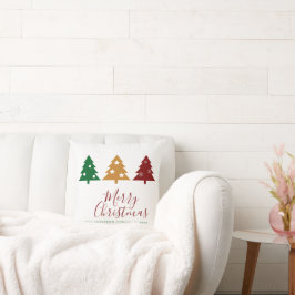 Drei Pine Tree Snowflakes Stars Frohe Weihnachten Kissen