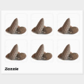Drei pinecones quadratischer aufkleber (Blatt)