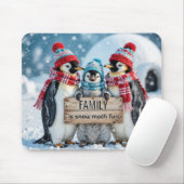 Drei Pinguine mit Holzschild Mousepad (Mit Mouse)