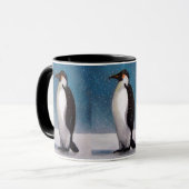 Drei Pinguine: Öl-Pastell Tasse (Vorderseite Links)