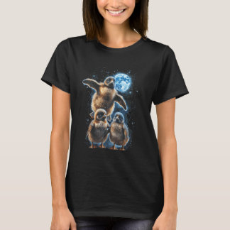 Drei Pinguine unter Mond-Meme-Tier-Parodie 3 Wolf T-Shirt