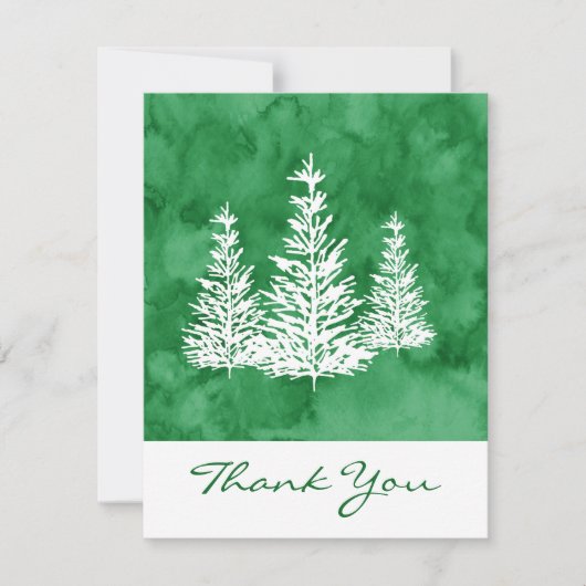 Drei Pinienbäume Grüne Wasserfarbe Abstrakt Dankeskarte (Vorderseite)