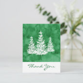 Drei Pinienbäume Grüne Wasserfarbe Abstrakt Dankeskarte (Stehend Vorderseite)