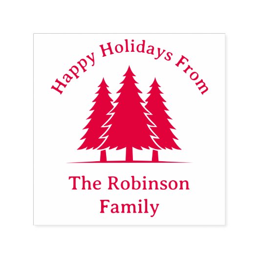 Drei Pinienbäume Rustikale Weihnachtsgrüße Permastempel (Design)