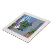 DREI PINKGERANIEN/BLAUE WALL FLIESE (Seite)