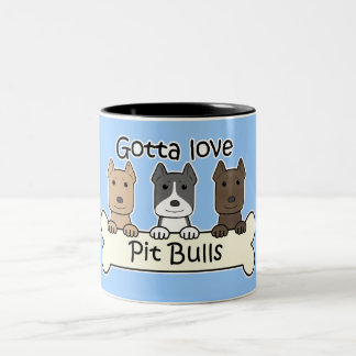 Drei Pitbulls Zweifarbige Tasse