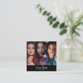 Drei-Portrait QR Code Fotograf Business Card Quadratische Visitenkarte (Stehend Vorderseite)