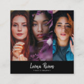 Drei-Portrait QR Code Fotograf Business Card Quadratische Visitenkarte (Vorderseite)