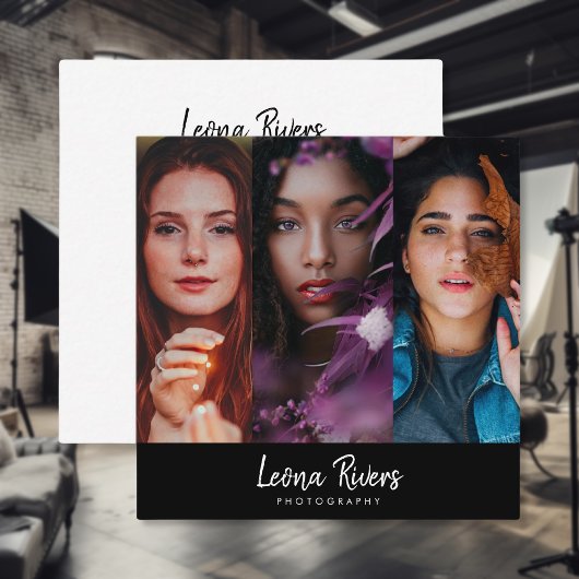 Drei-Portrait QR Code Fotograf Business Card Quadratische Visitenkarte