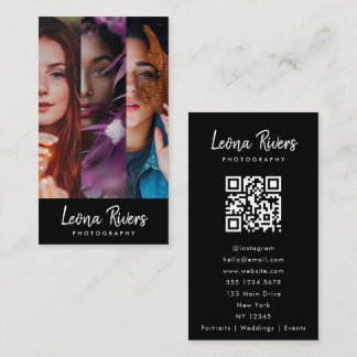 Drei-Portrait QR Code Fotograf Business Card Visitenkarte
