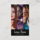 Drei-Portrait QR Code Fotograf Business Card Visitenkarte (Vorderseite)