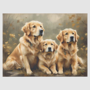 Drei Portrait-Tissue-Papiere für Hunde mit Golden  Seidenpapier