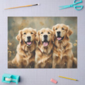 Drei Portrait-Tissue-Papiere für Hunde mit Golden Seidenpapier (Basteln)