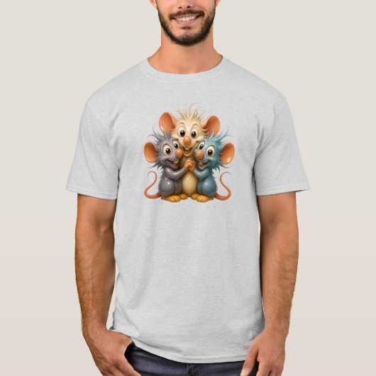 Drei Porzellanmäuse, ein Trio-Realist. T-Shirt (Vorderseite)