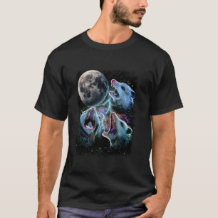 Drei Possum-Mond, 3 Opossum-Mond-Weiß-Mem T-Shirt