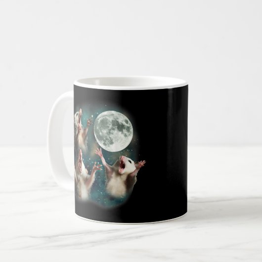 Drei Possum Moon 3Opossum Funny Weird Cureme Kaffeetasse (Vorderseite Links)