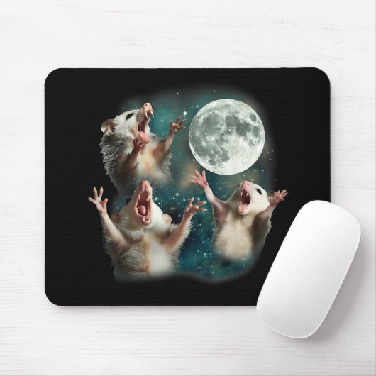 Drei Possum Moon 3Opossum Funny Weird Cureme Mousepad (Mit Mouse)