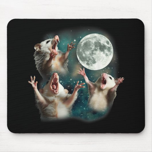 Drei Possum Moon 3Opossum Funny Weird Cureme Mousepad (Vorne)