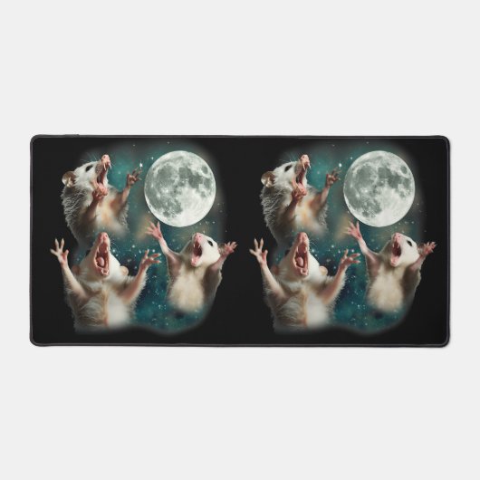 Drei Possum Moon 3Opossum Funny Weird Cureme Schreibtischunterlage (Vorderseite)