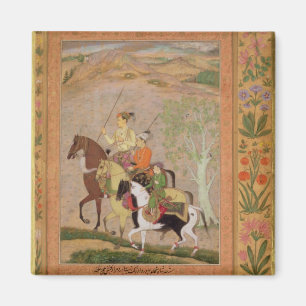 Drei Prinzen Going Hunting, c.1635 (Gouache auf PA Magnet