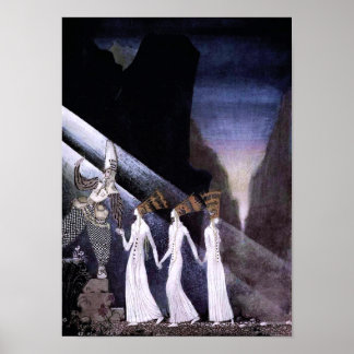 Drei Prinzessinnen im Blauen Berg Print Poster