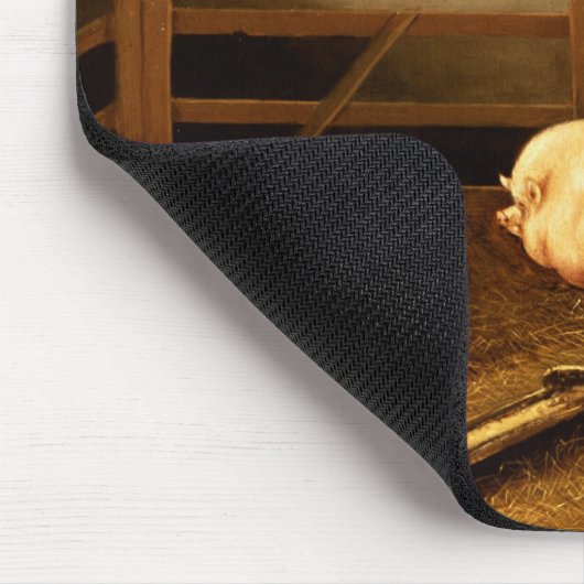 Drei Prize Schweine außerhalb eines Schweinestalls Mousepad (Ecke)