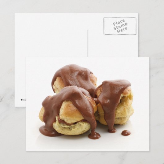 drei Profiterolen Postkarte (Vorne/Hinten)