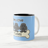 Drei Pudel Zweifarbige Tasse (VorderseiteRechts)