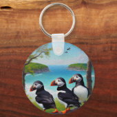 Drei Puffin-Birnen-Ölfarbe, Keyring Schlüsselanhänger (Vorderseite)