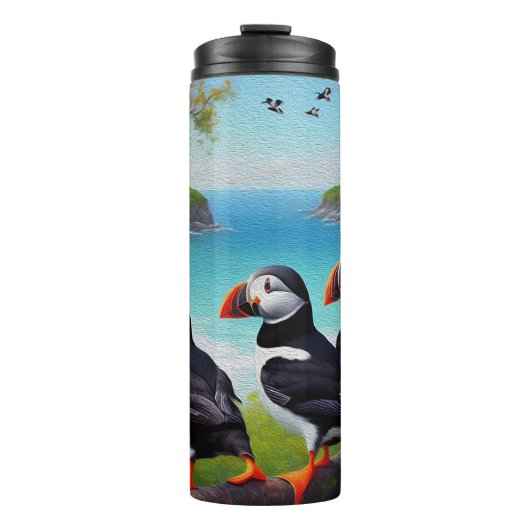 Drei Puffin Birnen Ölfarbe, Thermal Tumbler Thermosbecher (Vorderseite)